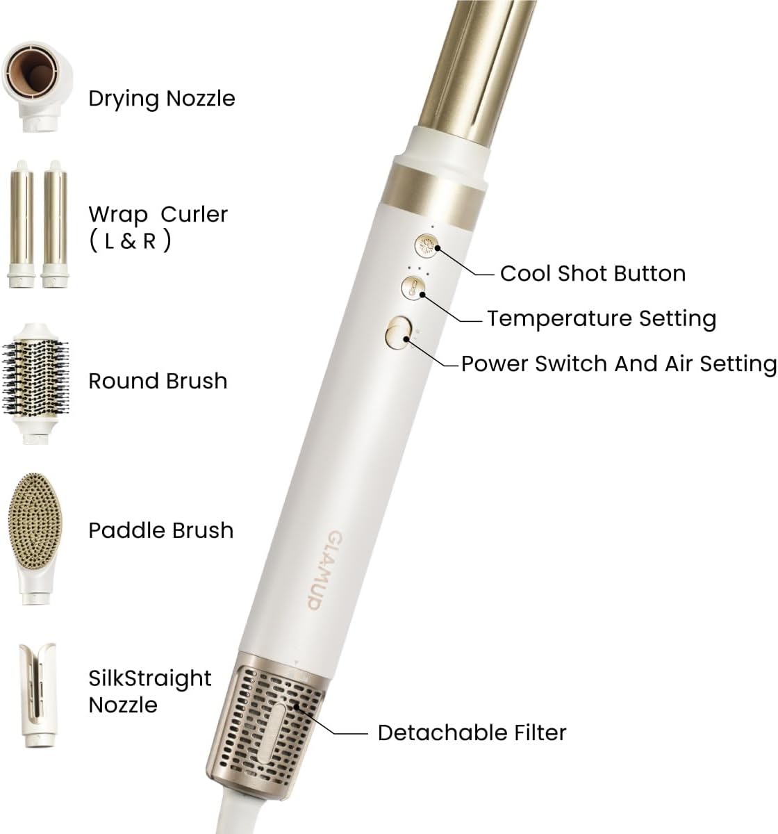 AirCurler™ 6-in-1 Hair Styler - Paddle Brush Included