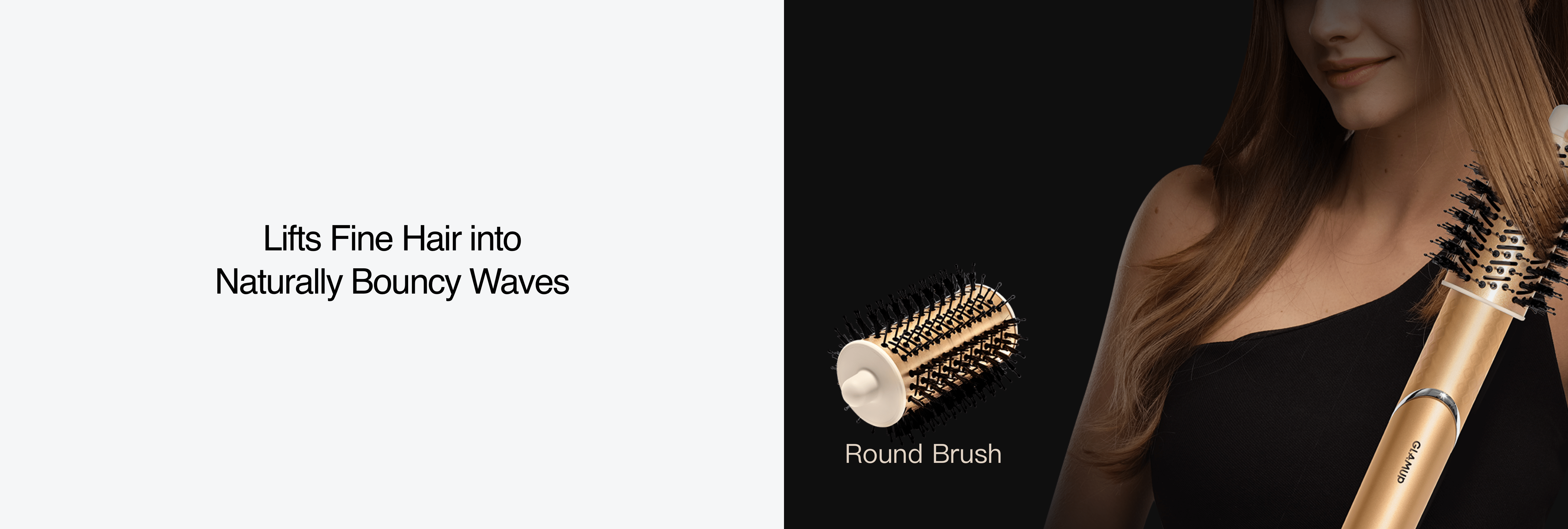 Golden hair styler designed to lift fine hair into naturally bouncy waves.