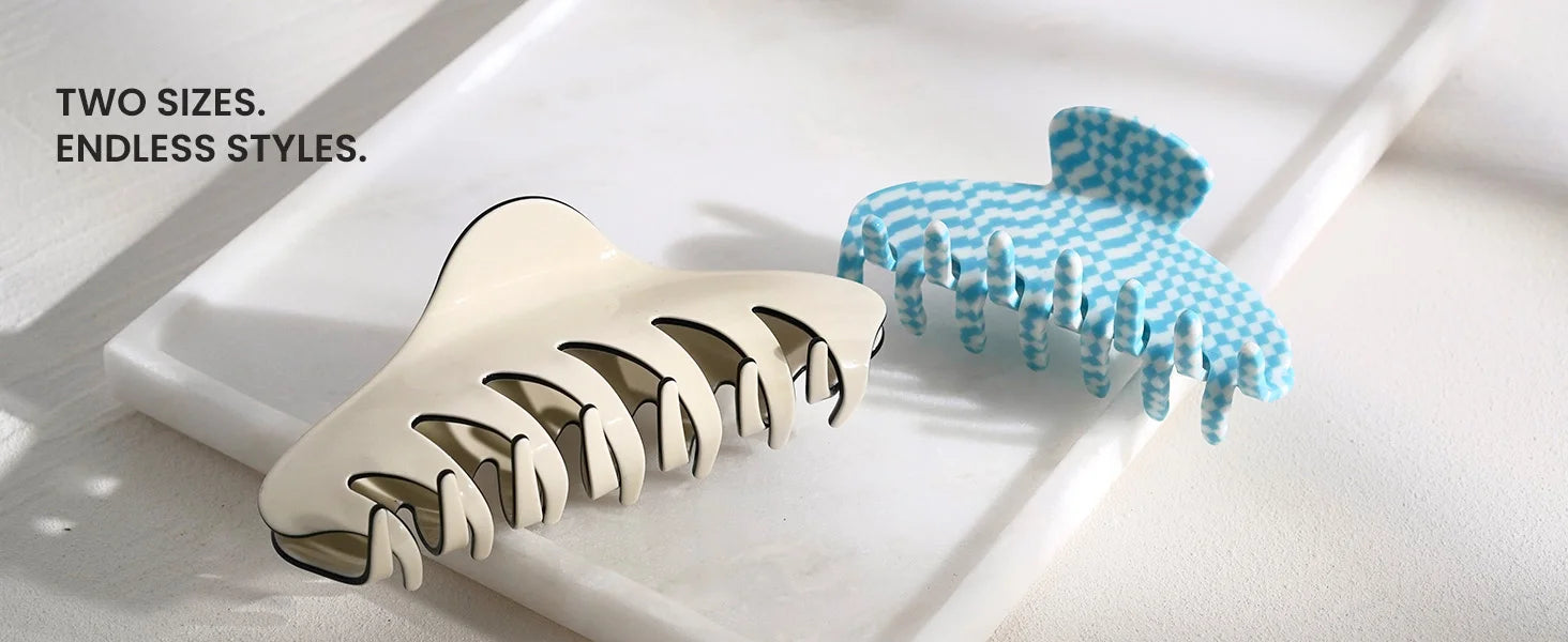 The Glamup extra large XL size claw clip set displayed together, highlighting versatile options designed for all day hold.