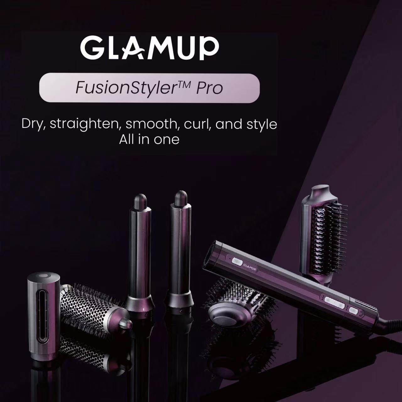 GLAMUP FusionPro 6-in-1 Hair Styler, Dry , Straighten, Smooth, Curls and style. All in One