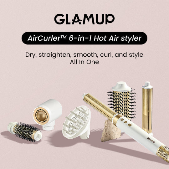 GLAMUP AirCurler 6-in-1 Hair Styler, Dry , Straighten, Smooth, Curls and style. All in One