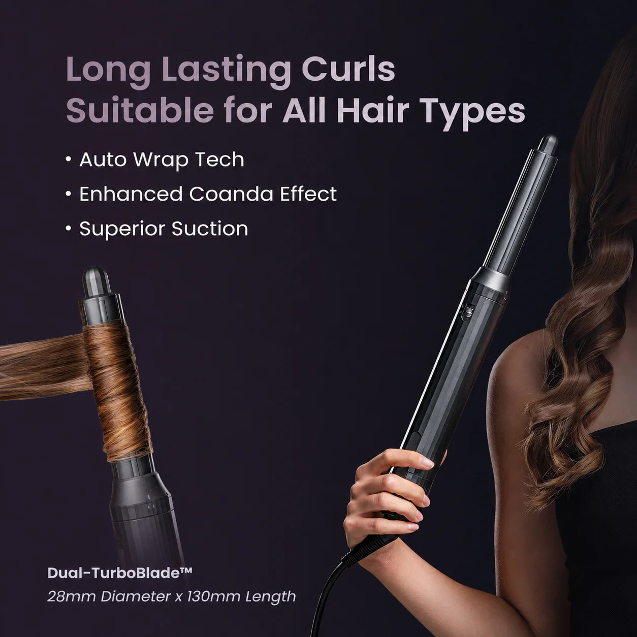 GLAMUP FusionPro™ 6-in-1  Wet-to-Styled Hair Styler - Slate Black