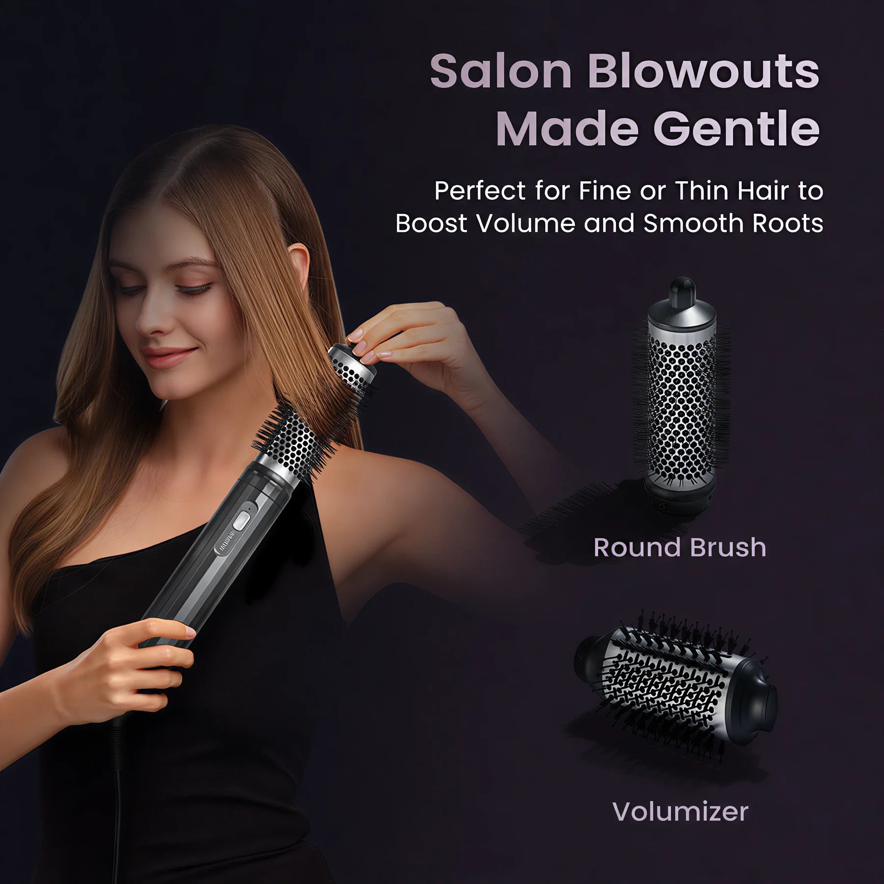 GLAMUP FusionPro™ 6-in-1  Wet-to-Styled Hair Styler - Slate Black