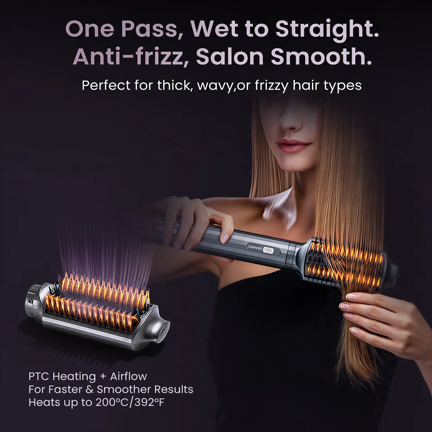 GLAMUP FusionPro™ 6-in-1  Wet-to-Styled Hair Styler - Slate Black