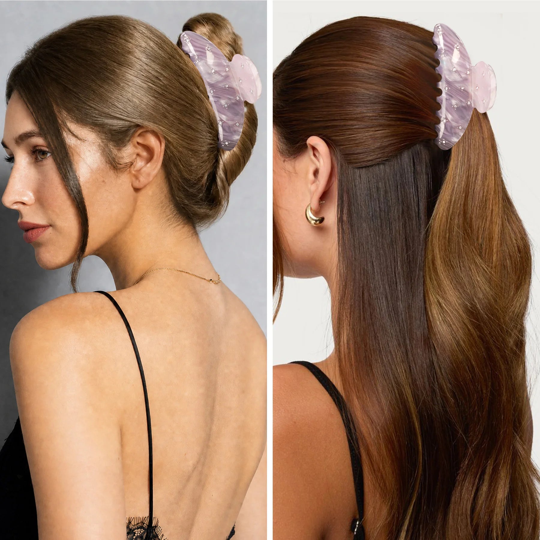 Glamup "The Kendall" Set de dos pinzas grandes de acetato para el cabello