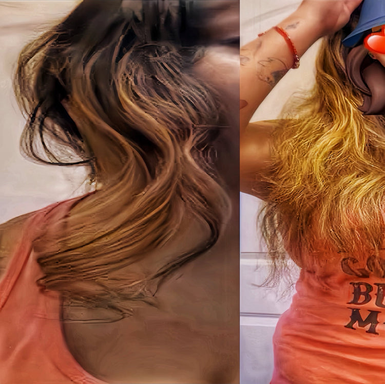 Before & After: frizz hair transformed into bouncy hair