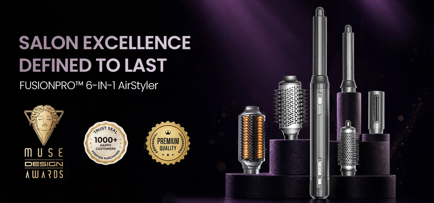 GLAMUP FusionPro 6-in-1 multistyler kit engineered for long-lasting voluminous curls.
