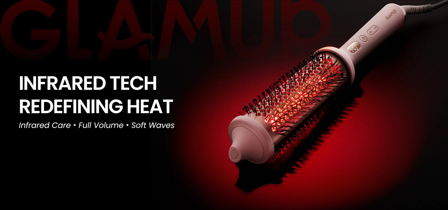 GLAMUP Infrared Thermal Brush with redefining heat tech for faster styling and ultra smooth results.