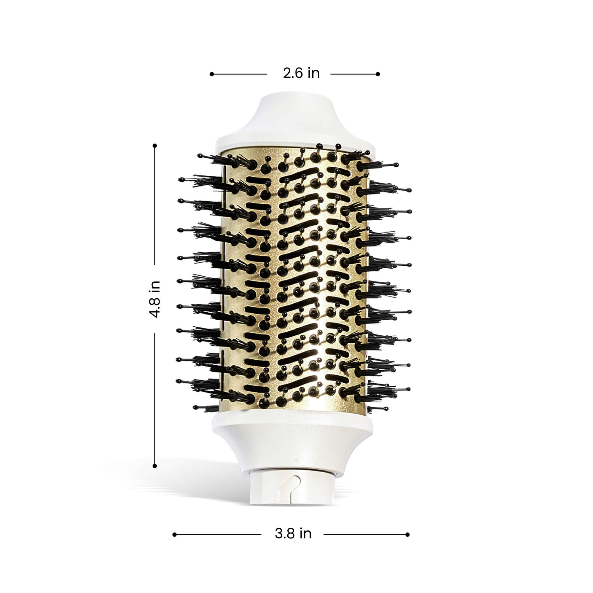 Hairbrush with measurements on a white background